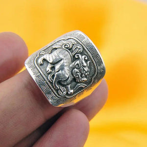Vintage S999 Sterling Silver Ring Open Retro Men Women Ring Transfer Silver