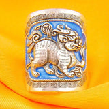 Vintage S999 Sterling Silver Ring Open Retro Men Women Ring Transfer Silver