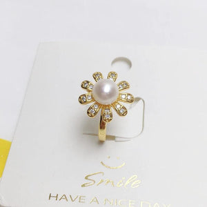 Daisy Pearl Ring 14K Filled Zircon Freshwater Pearl Party Ring Jewelry