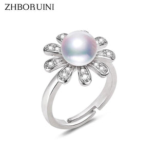 Daisy Pearl Ring 14K Filled Zircon Freshwater Pearl Party Ring Jewelry
