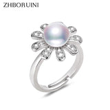 Daisy Pearl Ring 14K Filled Zircon Freshwater Pearl Party Ring Jewelry