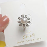 Daisy Pearl Ring 14K Filled Zircon Freshwater Pearl Party Ring Jewelry