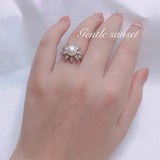 Daisy Pearl Ring 14K Filled Zircon Freshwater Pearl Party Ring Jewelry