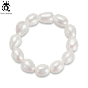 925 Sterling Silver Baroque Pearl Stretch Ring for Women GPR05