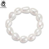 925 Sterling Silver Baroque Pearl Stretch Ring for Women GPR05