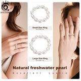 925 Sterling Silver Baroque Pearl Stretch Ring for Women GPR05