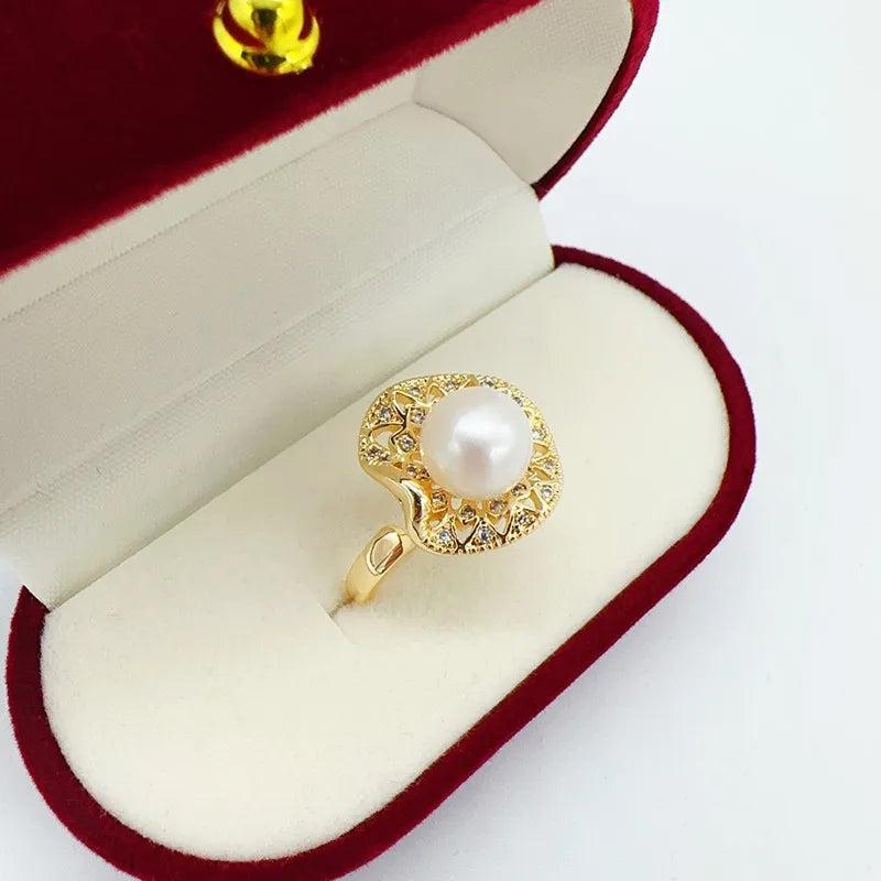 Fine Pearl Ring Finger Open Ring 14K Filled Women Jewelry
