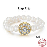 925 Silver Adjustable Pearl Rings with CZ for Women GPR06