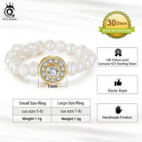 925 Silver Adjustable Pearl Rings with CZ for Women GPR06