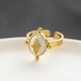 Star Shell Titanium Steel Ring European American Retro Open Ring