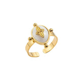 Star Shell Titanium Steel Ring European American Retro Open Ring