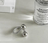 925 Silver Bead Ring for Women Girl Woven Chain Hiphop Adj