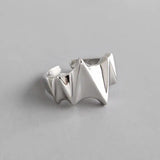 S925 Silver Electrocardiogram Women Ring Adjustable Size