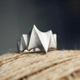 S925 Silver Electrocardiogram Women Ring Adjustable Size