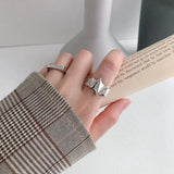 S925 Silver Electrocardiogram Women Ring Adjustable Size