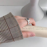 S925 Silver Electrocardiogram Women Ring Adjustable Size