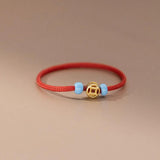 925 Silver Lucky Bead Red Rope Adjustable Ring Women Minimalist Jewelry