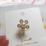 Noble 14K Gild Pearl & Zircon Flower Ring, Real Natural & Hot Gift for Woman