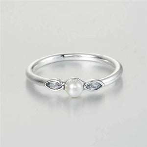 CZ 925 Silver Pearl Ring for Women RIP159