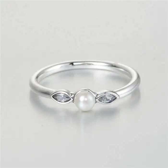 CZ 925 Silver Pearl Ring for Women RIP159