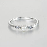 CZ 925 Silver Pearl Ring for Women RIP159