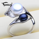 Natural Pearl Leaf Party Ring 925 Sterling Silver Bohemian Women Engagement