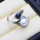 Natural Pearl Leaf Party Ring 925 Sterling Silver Bohemian Women Engagement