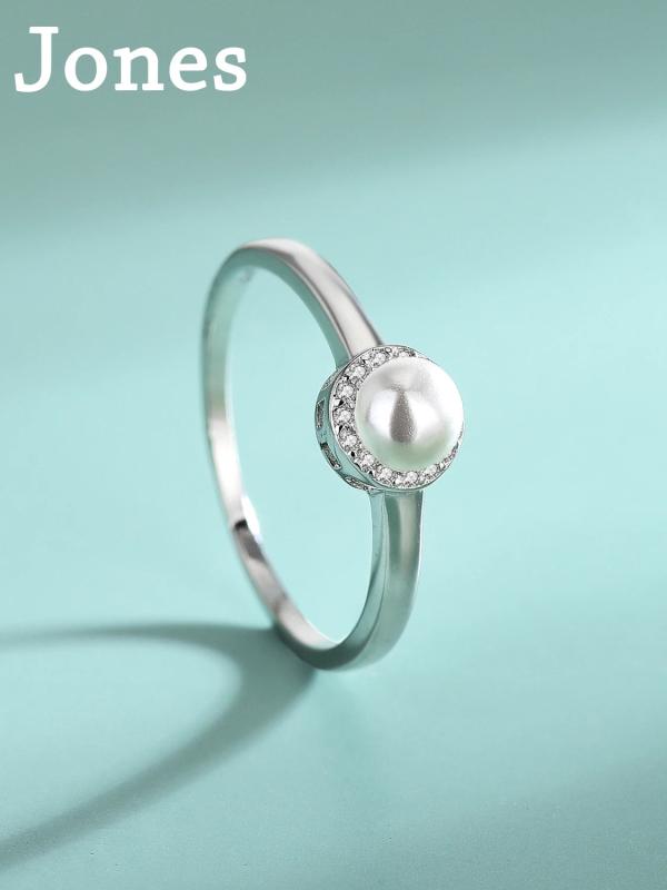 NA S925 Silver Ring - Zirconia Pearl Hand Ornament