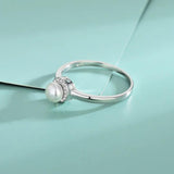 NA S925 Silver Ring - Zirconia Pearl Hand Ornament