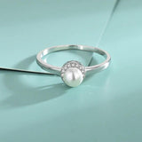 NA S925 Silver Ring - Zirconia Pearl Hand Ornament