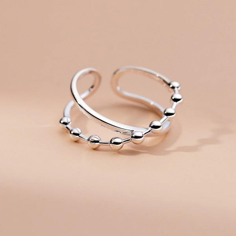 925 Sterling Silver Cross Ring With Pearl Adjustable Size