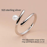925 Sterling Silver Cross Ring With Pearl Adjustable Size