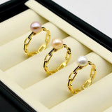 Colorful Freshwater Pearl Adjustable Ring Girls Jewelry