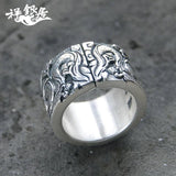 Ancient Silver Domineer Dragon Play Bead Ring