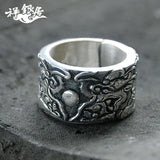 Ancient Silver Domineer Dragon Play Bead Ring