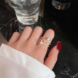 925 Silver & 14K 5MM Round Pearl Wedding Engagement Rings