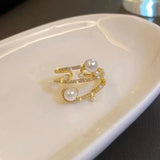 925 Silver & 14K 5MM Round Pearl Wedding Engagement Rings