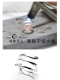 Smooth Three-Ring Snake Silver Ring, Couple Wide Band, Japan Korea Style