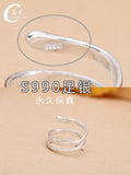 Smooth Three-Ring Snake Silver Ring, Couple Wide Band, Japan Korea Style