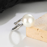 925 Silver Pearl Ring Wedding Engagement Promise Party Gift Open Finger Rings