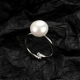 925 Silver Pearl Ring Wedding Engagement Promise Party Gift Open Finger Rings