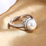 925 Silver Ring with Created Pearl Zircon Gemstone for Wedding Party