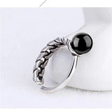 925 Silver Pearl Chain Asymmetric Ring Women Jewelry Lady Accessories