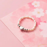 925 Silver Baroque Pearl Heart Ring Wedding Party S925 Jewelry