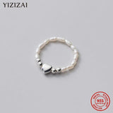 925 Silver Baroque Pearl Heart Ring Wedding Party S925 Jewelry