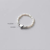 925 Silver Baroque Pearl Heart Ring Wedding Party S925 Jewelry