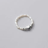 925 Silver Baroque Pearl Heart Ring Wedding Party S925 Jewelry