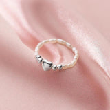 925 Silver Baroque Pearl Heart Ring Wedding Party S925 Jewelry