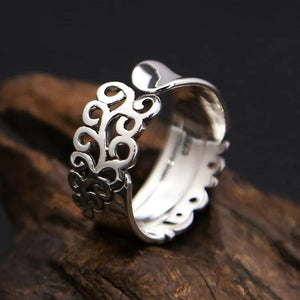 S925 Orchid Hollow Ring Thai Silver Couples Ring