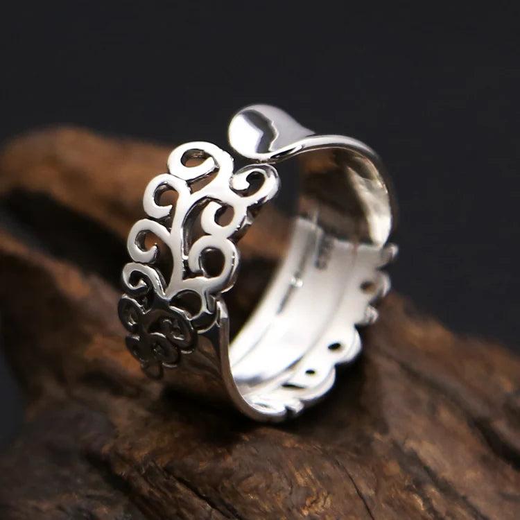S925 Orchid Hollow Ring Thai Silver Couples Ring